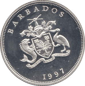 1997 SILVER PROOF ONE DOLLAR BARBADOS - SILVER WORLD COINS - Cambridgeshire Coins