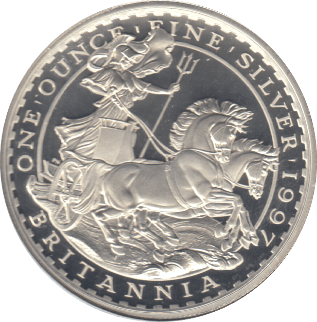 1997 SILVER PROOF ONE OUNCE BRITANNIA 2 POUND - SILVER WORLD COINS - Cambridgeshire Coins