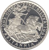 1997 SILVER PROOF ONE OUNCE BRITANNIA 2 POUND - SILVER WORLD COINS - Cambridgeshire Coins