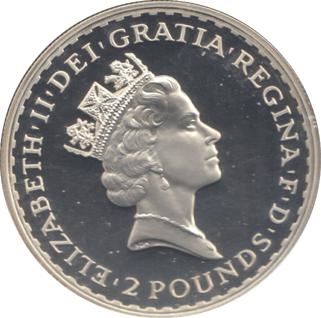 1997 SILVER PROOF ONE OUNCE BRITANNIA 2 POUND - SILVER WORLD COINS - Cambridgeshire Coins