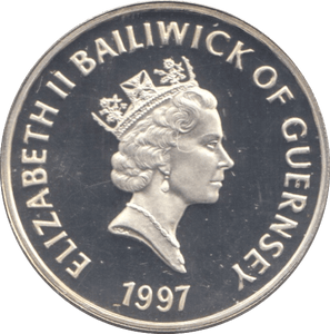 1997 SILVER PROOF ONE POUND GUERNSEY - SILVER WORLD COINS - Cambridgeshire Coins