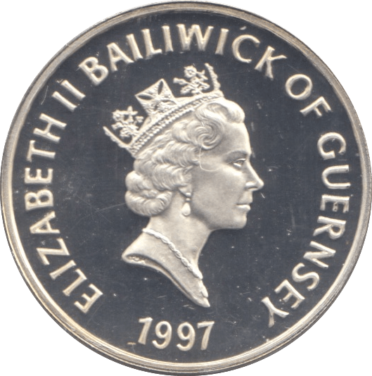 1997 SILVER PROOF ONE POUND GUERNSEY - SILVER WORLD COINS - Cambridgeshire Coins