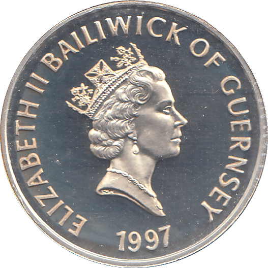 1997 SILVER PROOF ONE POUND GUERNSEY - SILVER WORLD COINS - Cambridgeshire Coins