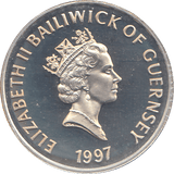 1997 SILVER PROOF ONE POUND GUERNSEY - SILVER WORLD COINS - Cambridgeshire Coins