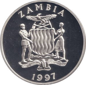 1997 SILVER PROOF ONE THOUSAND KWACHA ZAMBIA - SILVER WORLD COINS - Cambridgeshire Coins