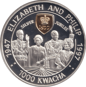 1997 SILVER PROOF ONE THOUSAND KWACHA ZAMBIA - SILVER WORLD COINS - Cambridgeshire Coins