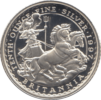 1997 SILVER PROOF TENTH OUNCE BRITANNIA - SILVER WORLD COINS - Cambridgeshire Coins