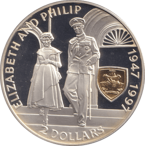 1997 SILVER PROOF TWO DOLLARS BERMUDA ELIZABETH AND PHILLIP - SILVER WORLD COINS - Cambridgeshire Coins