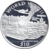 1997 SILVER PROOF WW II 10 DOLLAR LIBERIA - SILVER WORLD COINS - Cambridgeshire Coins
