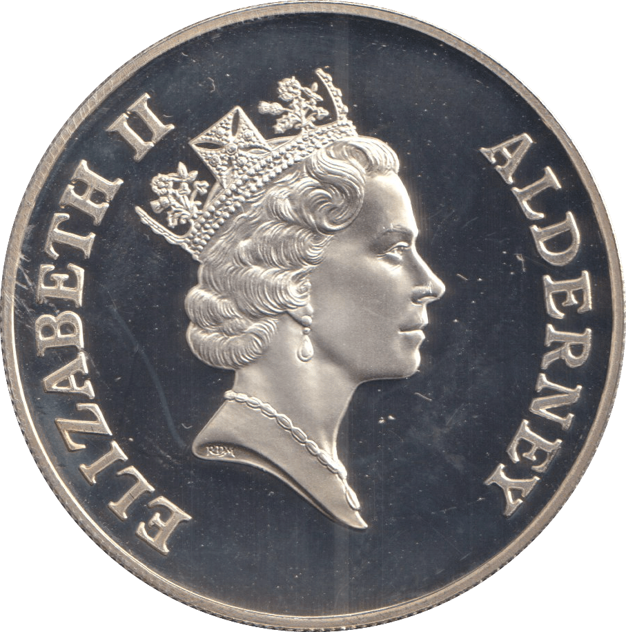 1997 SILVER TWO POUNDS ALDERNEY ELIZABETH AND PHILIP - SILVER WORLD COINS - Cambridgeshire Coins