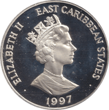 1997 TEN DOLLARS EAST CARIBBEAN STATES QUEEN ELIZABETH AND PHILIP - SILVER WORLD COINS - Cambridgeshire Coins