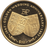1997 TEN DOLLARS PROOF REPUBLIC OF LIBERIA GOLDEN WEDDING ANNIVERSARY 10 - 10 DOLLARS - Cambridgeshire Coins