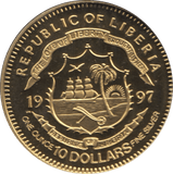 1997 TEN DOLLARS PROOF REPUBLIC OF LIBERIA GOLDEN WEDDING ANNIVERSARY 8 - 10 DOLLARS - Cambridgeshire Coins