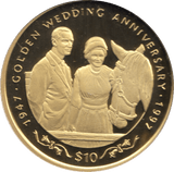 1997 TEN DOLLARS PROOF REPUBLIC OF LIBERIA GOLDEN WEDDING ANNIVERSARY 8 - 10 DOLLARS - Cambridgeshire Coins