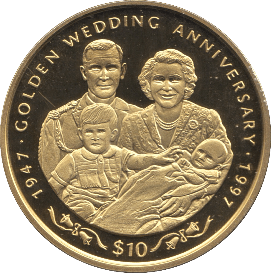 1997 TEN DOLLARS PROOF REPUBLIC OF SIERRA LEONE GOLDEN WEDDING ANNIVERSARY 3 - 10 DOLLARS - Cambridgeshire Coins