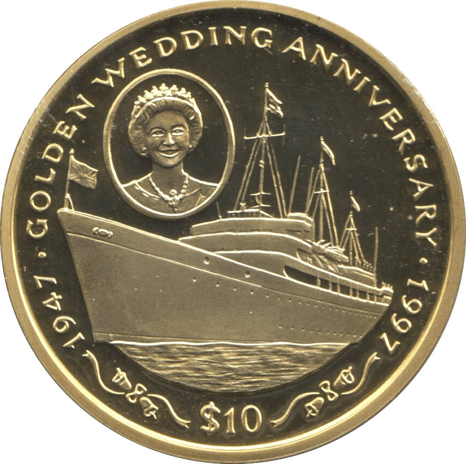 1997 TEN DOLLARS PROOF REPUBLIC OF SIERRA LEONE GOLDEN WEDDING ANNIVERSARY 4 - 10 DOLLARS - Cambridgeshire Coins