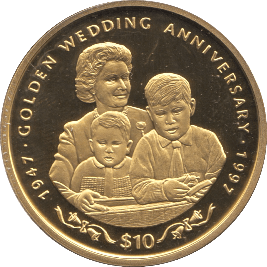 1997 TEN DOLLARS PROOF REPUBLIC OF SIERRA LEONE GOLDEN WEDDING ANNIVERSARY 5 - 10 DOLLARS - Cambridgeshire Coins