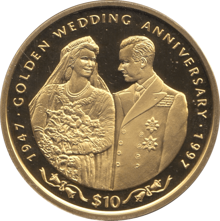 1997 TEN DOLLARS PROOF REPUBLIC OF SIERRA LEONE GOLDEN WEDDING ANNIVERSARY 6 - 10 DOLLARS - Cambridgeshire Coins