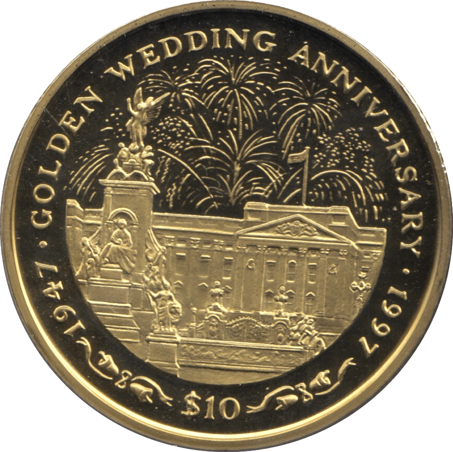 1997 TEN DOLLARS PROOF REPUBLIC OF SIERRA LEONE GOLDEN WEDDING ANNIVERSARY - 10 DOLLARS - Cambridgeshire Coins