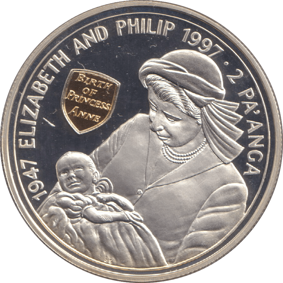 1997 TWO PA'ANGA ELIZABETH AND PHILIP - WORLD COINS - Cambridgeshire Coins