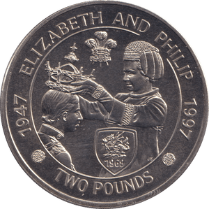 1997 TWO POUNDS ELIZABETH AND PHILIP ALDERNEY - WORLD COINS - Cambridgeshire Coins