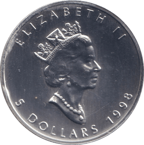 1998 1 OZ .999 FINE SILVER 5 DOLLARS CANADA - SILVER WORLD COINS - Cambridgeshire Coins