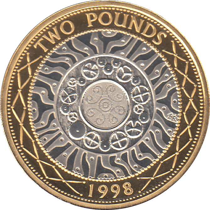 1998 £2 SILVER PROOF - SILVER WORLD COINS - Cambridgeshire Coins