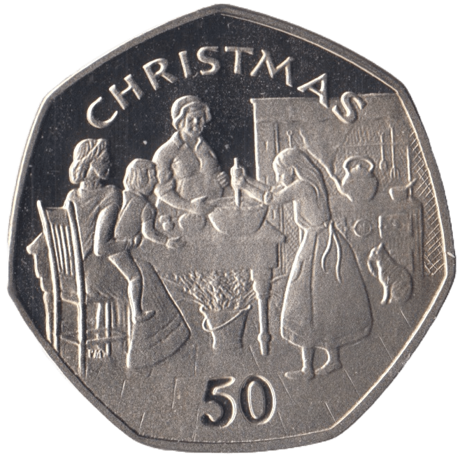1998 CHRISTMAS 50P CHRISTMAS PUDDING ISLE OF MAN ( PROOF ) - 50P CHRISTMAS COINS - Cambridgeshire Coins