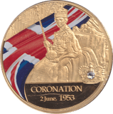 1998 GOLD PLATED COMMEMORATIVE MEDALLION QUEEN ELIZABETH II - WORLD COINS - Cambridgeshire Coins