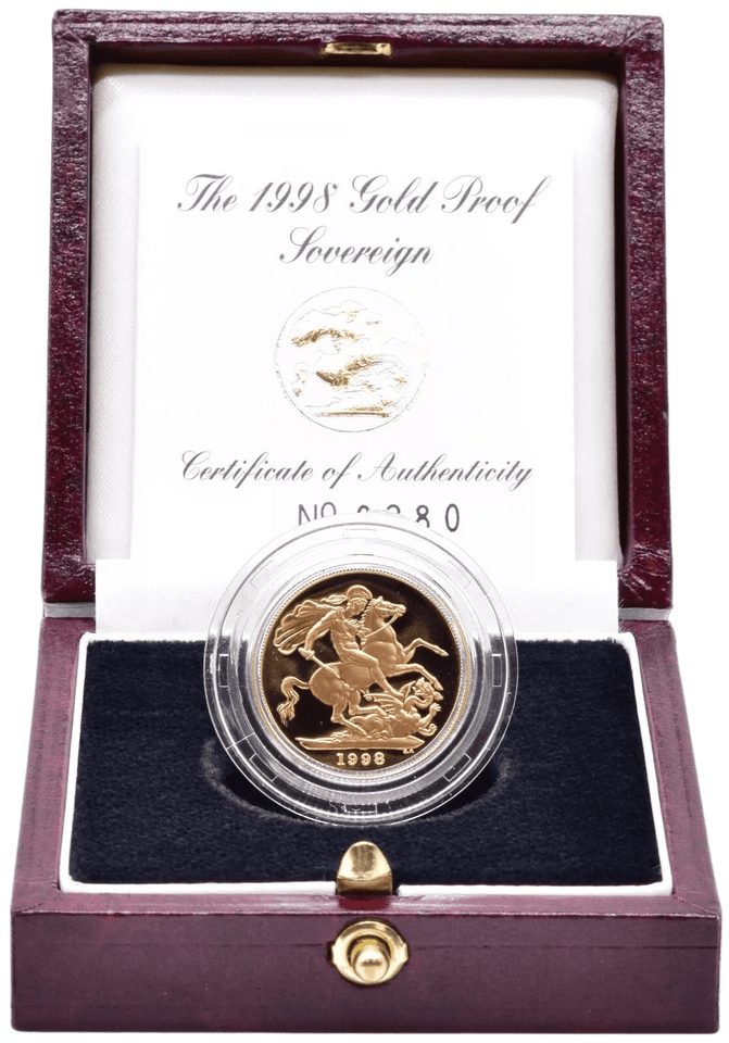 1998 GOLD PROOF SOVEREIGN BOXED - GOLD PROOF SOVEREIGNS - Cambridgeshire Coins
