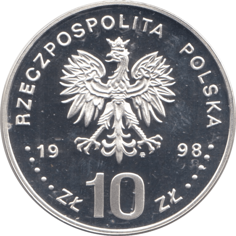 1998 SILVER 10 ZLOTY POLAND - SILVER WORLD COINS - Cambridgeshire Coins