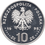 1998 SILVER 10 ZLOTY POLAND - SILVER WORLD COINS - Cambridgeshire Coins