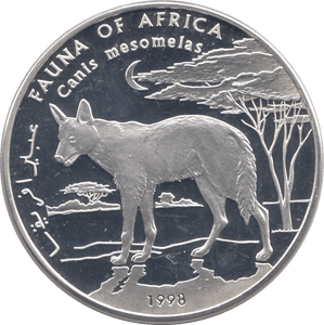 1998 SILVER PROOF 1000 SHILLINGS CANIS MESOMELAS AFRICAN WILDLIFE SOMALIA - SILVER WORLD COINS - Cambridgeshire Coins