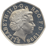1998 SILVER PROOF 50P 25TH ANNIVERSARY OF THE EU - 50P Silver Proof - Cambridgeshire Coins