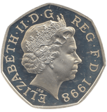 1998 SILVER PROOF 50P 50TH ANNIVERSARY OF THE NHS - 50P Silver Proof - Cambridgeshire Coins