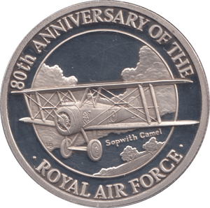 1998 SILVER PROOF 80th ANNIVERSARY RAF TWENTY CROWNS TURKS AND CAICOS - SILVER WORLD COINS - Cambridgeshire Coins
