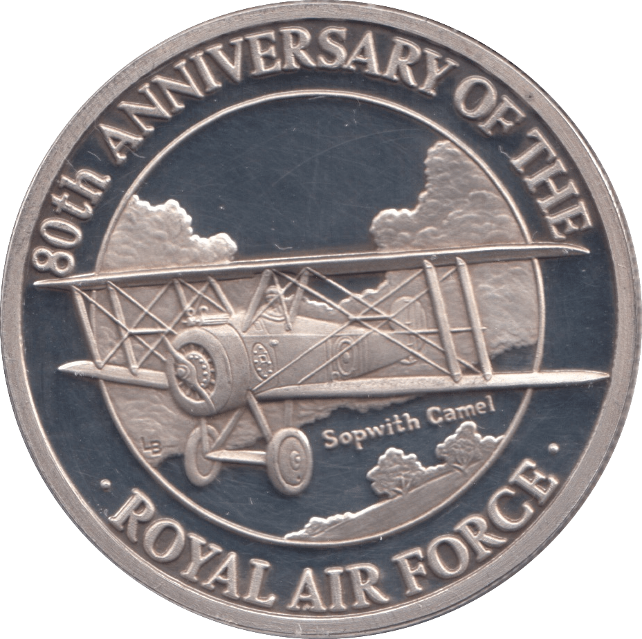 1998 SILVER PROOF 80th ANNIVERSARY RAF TWENTY CROWNS TURKS AND CAICOS - SILVER WORLD COINS - Cambridgeshire Coins