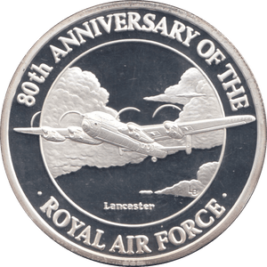 1998 SILVER PROOF 80th ANNIVERSARY RAF TWENTY CROWNS TURKS AND CAICOS - SILVER WORLD COINS - Cambridgeshire Coins