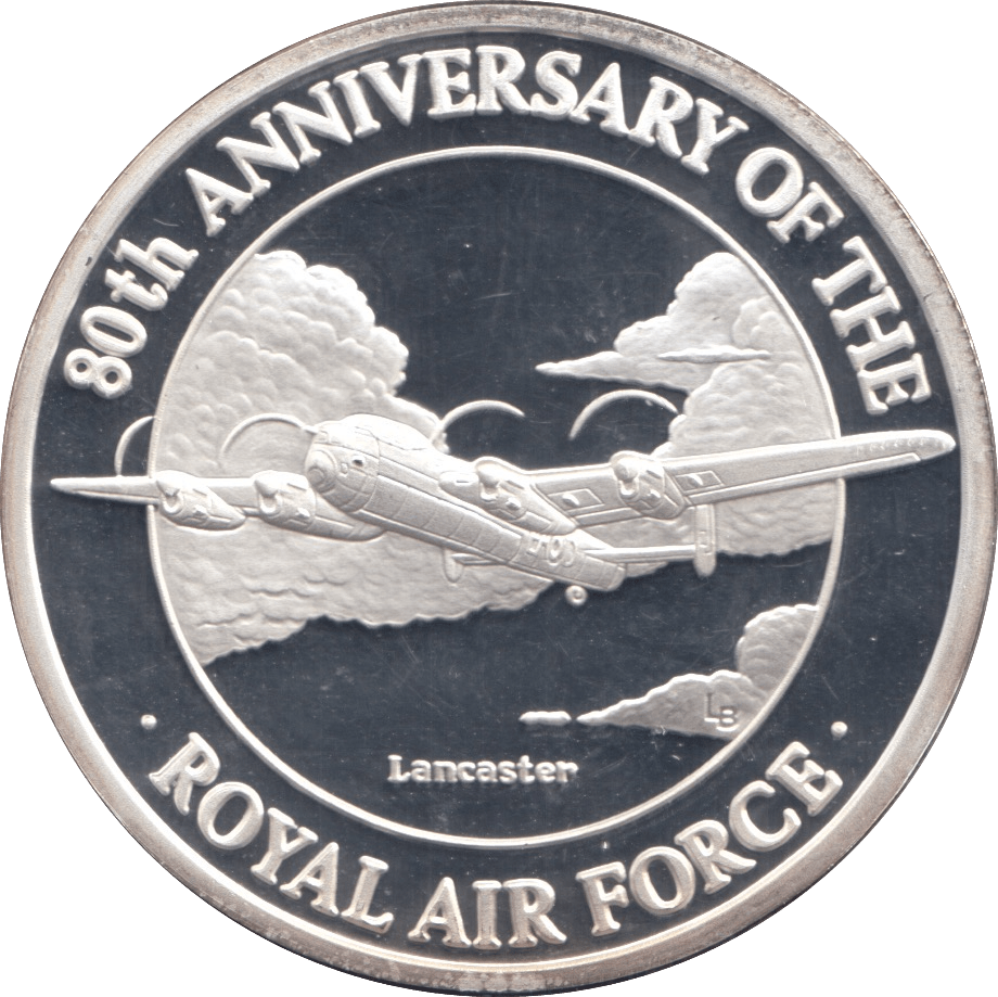 1998 SILVER PROOF 80th ANNIVERSARY RAF TWENTY CROWNS TURKS AND CAICOS - SILVER WORLD COINS - Cambridgeshire Coins