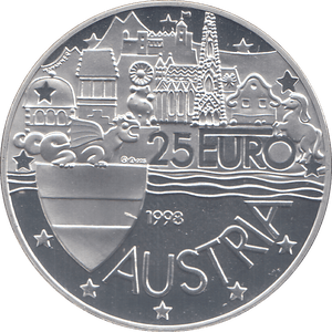 1998 SILVER PROOF AUSTRIA 25 EURO - WORLD COINS - Cambridgeshire Coins