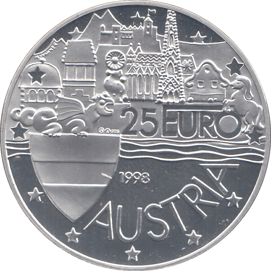 1998 SILVER PROOF AUSTRIA 25 EURO - WORLD COINS - Cambridgeshire Coins