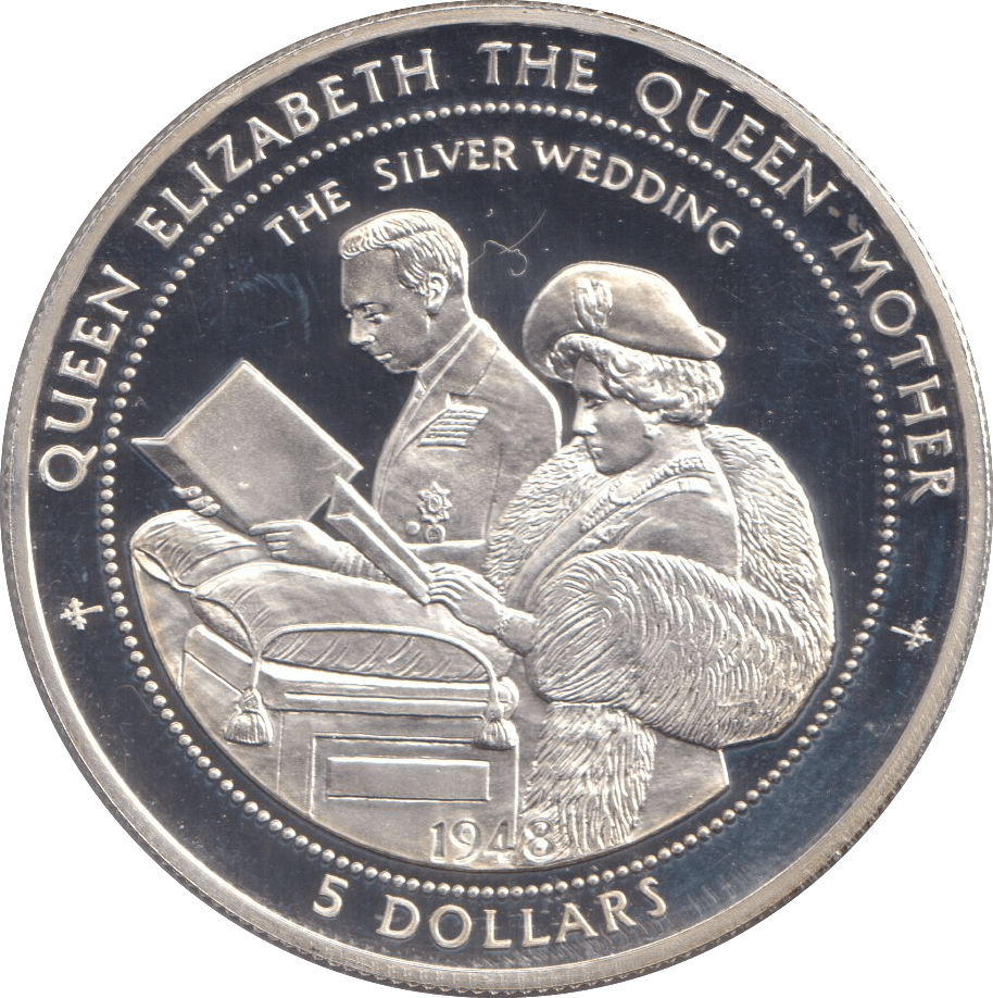 1998 SILVER PROOF FIVE DOLLARS THE SILVER WEDDING - SILVER WORLD COINS - Cambridgeshire Coins