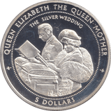 1998 SILVER PROOF FIVE DOLLARS THE SILVER WEDDING - SILVER WORLD COINS - Cambridgeshire Coins