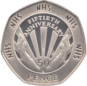 1998 SILVER PROOF NHS FIFTY PENCE UNITED KINGDOM - SILVER WORLD COINS - Cambridgeshire Coins