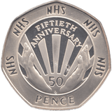 1998 SILVER PROOF NHS FIFTY PENCE UNITED KINGDOM - SILVER WORLD COINS - Cambridgeshire Coins