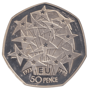 1998 SILVER PROOF PIEDFORT EU 50P - 50P Silver Proof - Cambridgeshire Coins