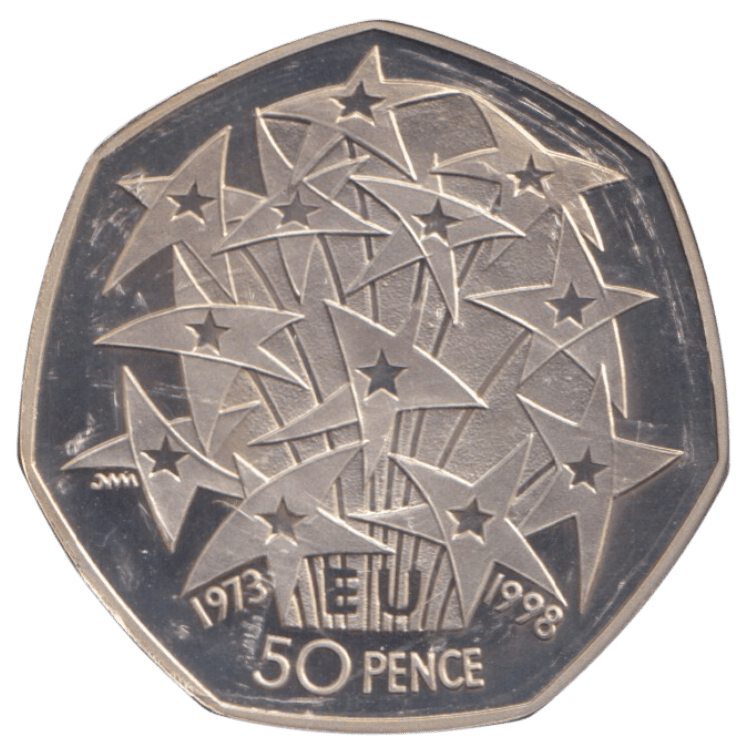 1998 SILVER PROOF PIEDFORT EU 50P - 50P Silver Proof - Cambridgeshire Coins