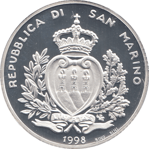 1998 SILVER PROOF SAN MARINO 10K LIRA - WORLD COINS - Cambridgeshire Coins