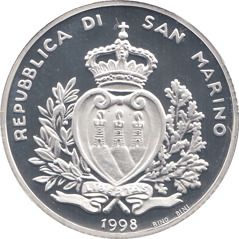 1998 SILVER PROOF SAN MARINO 10K LIRA - WORLD COINS - Cambridgeshire Coins