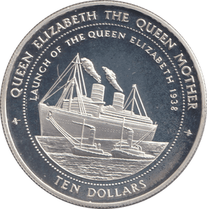 1998 SILVER PROOF TEN DOLLARS LAUNCH OF THE QUEEN ELIZABETH - SILVER WORLD COINS - Cambridgeshire Coins